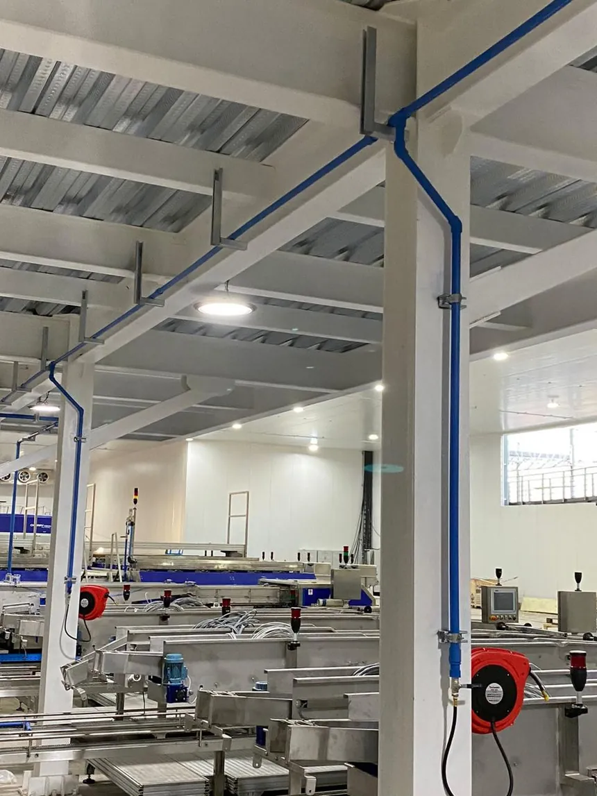 Red de aire comprimido en aluminio con caídas y carrete — proyecto Prolain